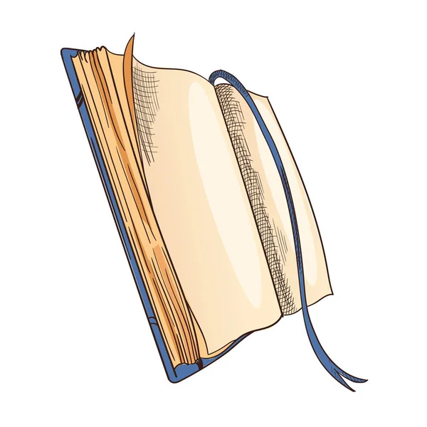 Altes Buch. Vektor altes offenes Buch mit leerer Seite, Pergamentpapier. Retro Schreibwaren für Poesie oder Bildung — Stockvektor
