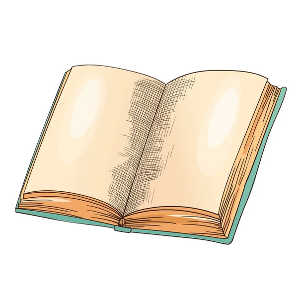 Altes Buch. Vektor altes offenes Buch mit leerer Seite, Pergamentpapier. Retro Schreibwaren für Poesie oder Bildung — Stockvektor