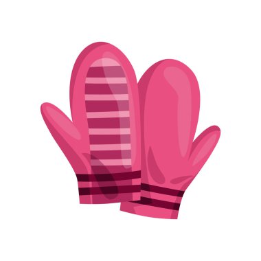 Kış eldivenleri ve çocuklar için yün eldivenler kış ya da sonbahar sezonu için el giysisi olarak. Beyaz arkaplanda izole edilmiş ağ için vektör tasarım sembolleri