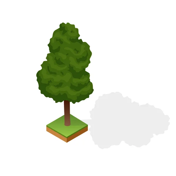 Set aus verschiedenen Holzarten isoliert auf weißem Hintergrund. Grüne Pflanze für einen öffentlichen Park oder Garten in isometrischer Landschaft. Landschaftsbauer-Element. Vektor-Symbol für Infografik oder Spiel — Stockvektor