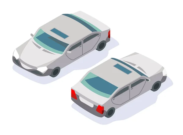 Diseño moderno icono de coche isométrico. Transporte urbano para pasajeros o servicio. Coche con sombra. Tecnología de transporte para infografías o diseño web y de juegos — Vector de stock