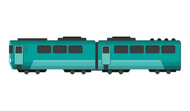 Yolcu ekspres treni. Tren vagonu. Çizgi film metrosu ya da yüksek hızlı tren. Web tasarımı veya oyun sahnesi için vektör simgesi