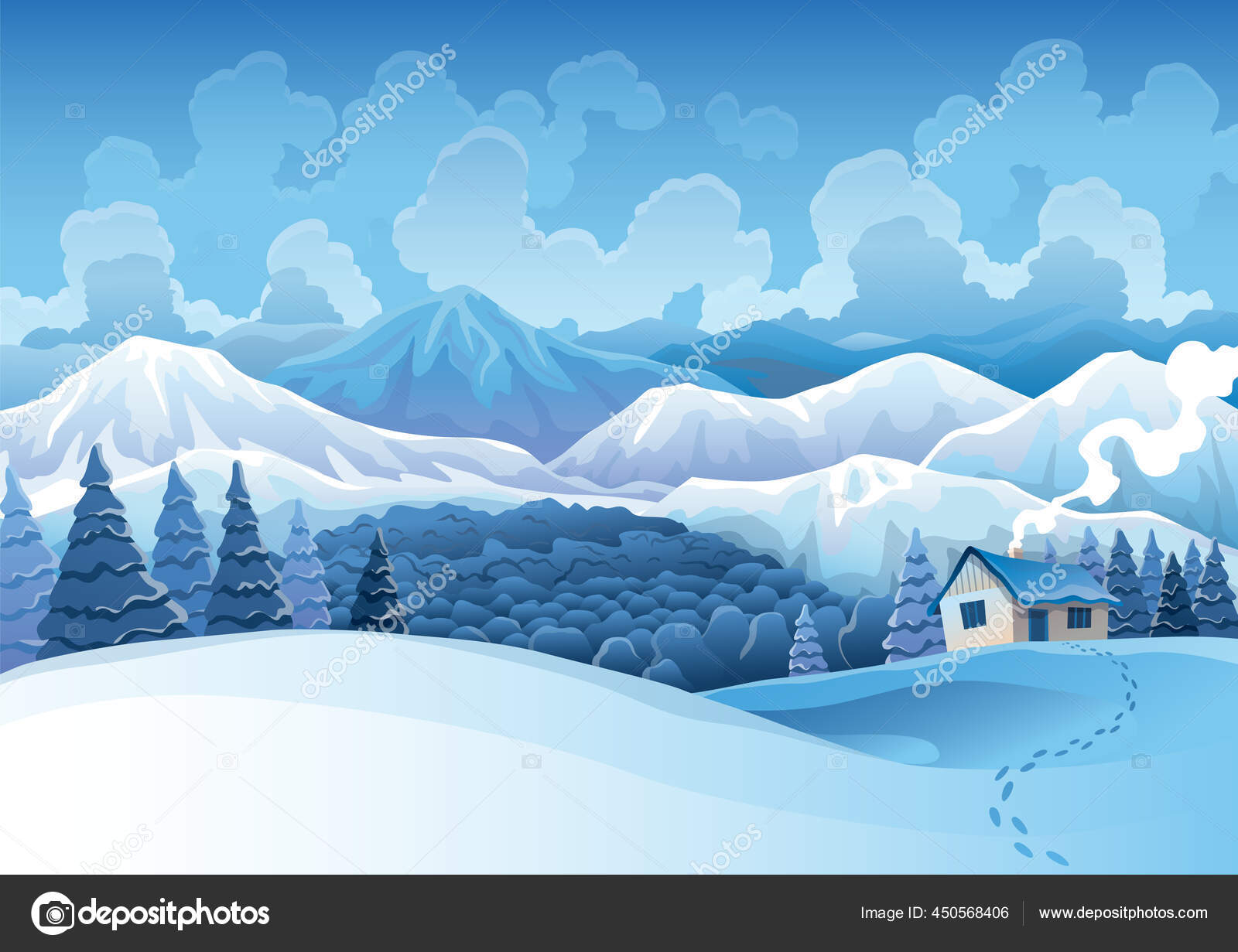 Montañas de invierno paisaje nevado con