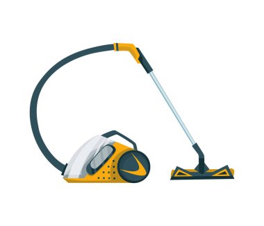 Elektrikli süpürge modern ikonu. Halı temizleyicisi ya da robot siklonu. Ev, ofis veya araba için çizgi film vektör temizleme ekipmanı