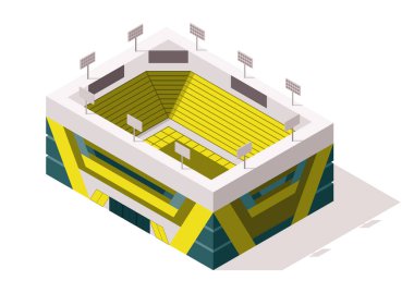 Isometric spor arenası dış görünüş. En büyük spor müsabakaları için. Futbol basketbolu ya da hokey stadyumu binasını temsil eden vektör simgesi ya da bilgi öğesi