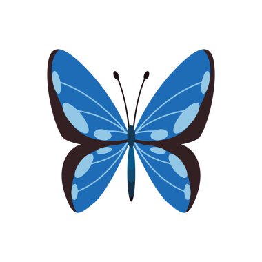 Egzotik renk kelebeği. El yapımı güve kanatları ya da böcek. Çizgi filmdeki tropik hayvan. İzole vektör simgesi