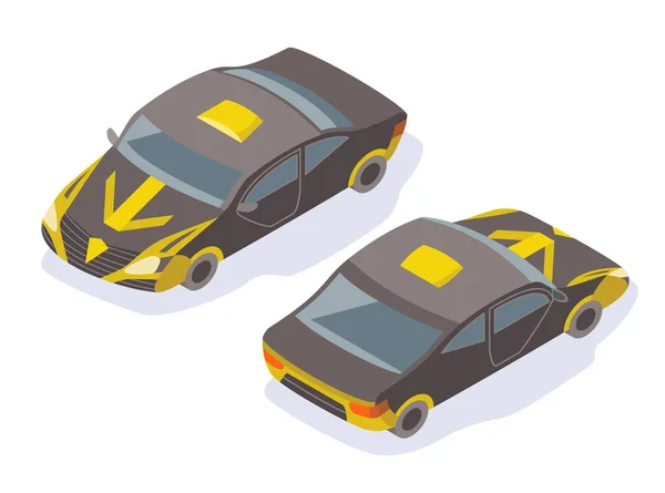 Diseño moderno icono de coche isométrico. Transporte urbano para pasajeros o servicio. Coche con sombra. Tecnología de transporte para infografías o diseño web y de juegos — Vector de stock