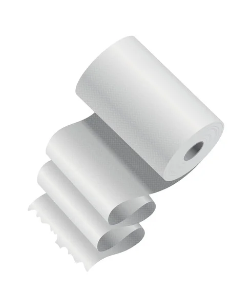 Realistisch toiletpapier of keukenhanddoek roll template mockup. Blanco wit 3D object. Keuken wc whute tape papier — Stockvector
