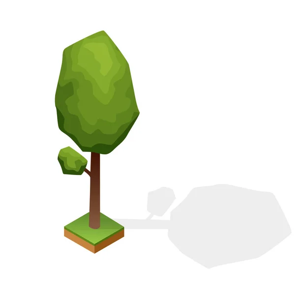 Conjunto de varios tipos de madera aislada sobre fondo blanco. Planta verde para paisaje isométrico parque público o jardín. Elemento constructor del paisaje. Icono vectorial para infografías o juegos — Vector de stock