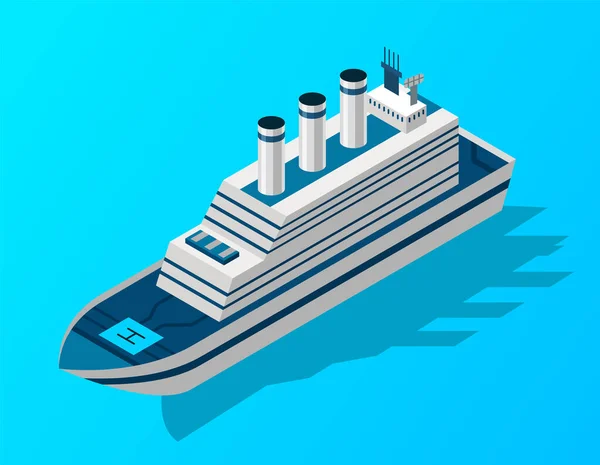 Crucero isométrico. Transporte de pasajeros por agua. Icono isométrico vectorial o elemento infográfico. Transporte marítimo — Archivo Imágenes Vectoriales