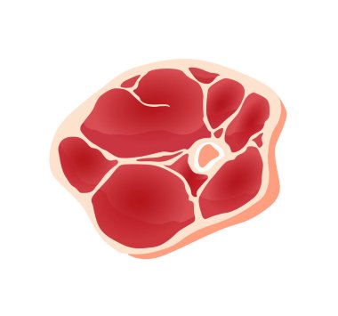 Et ürünü ya da çiğ et. Çiftçi pazarı ya da dükkanının konsept ürünü için resim. Biftek. Çizgi film ürün simgesi