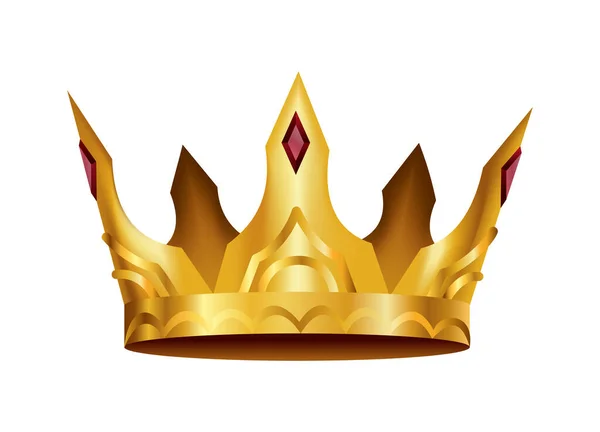 Reális arany korona. Királyi vagy királynői fejdísz. Királyi nemes arisztokrata monarchia szimbólum. Királyi címertani dekoráció — Stock Vector