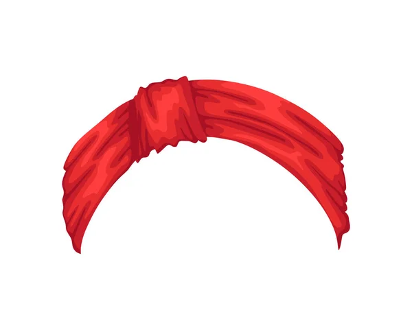 Cabeça retrô para mulher. Mockup de nó de cabelo decorativo. Vermelho bandana molho de cabelo ventoso. Lenço amarrado para penteado — Vetor de Stock