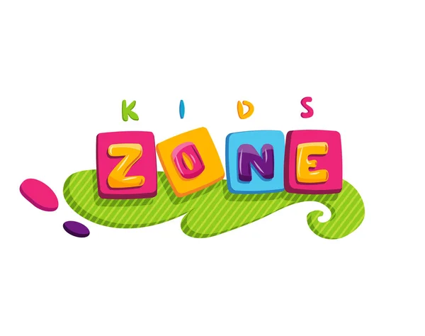 Kids zone. Kinderspielplatz Spielzimmer oder Zentrum Emblem. Spielzimmer Banner für Kinder Spielbereich. Kinderunterhaltungsplakat. Spielzeug Spaß Spielzone, Spiele Party und Spielplatz Plakat — Stockvektor