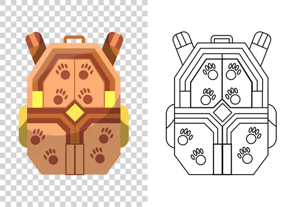 Kolorowy szkolny plecak. Edukacja i nauka, ikona plecaka. Ekstrawagancka torba studencka. Torba szkolna dla dzieci. Szkic i kolor styl wektor ilustracja na przejrzystym tle — Wektor stockowy