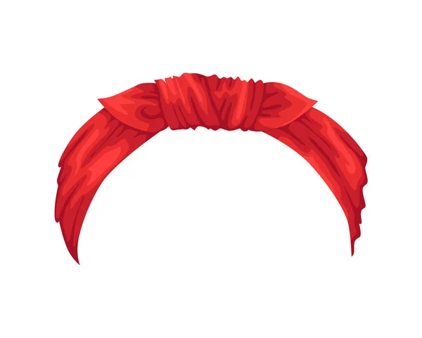 Cabeça retrô para mulher. Mockup de nó de cabelo decorativo. Vermelho bandana molho de cabelo ventoso. Lenço amarrado para penteado — Vetor de Stock