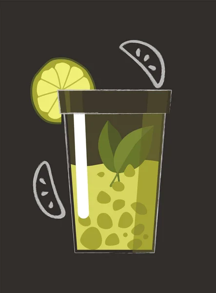 Tecknad drink. Sommar frukt smoothie dryck med frukt smak. Alkoholcocktail. Doodle smoothie i en burk — Stock vektor
