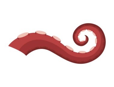 Ahtapot dokunaçları beyaz arkaplanda. Deniz mürekkep balığı vektör karikatür simgesi. Ürkütücü deniz canavarı kolu. Su altı hayvanı