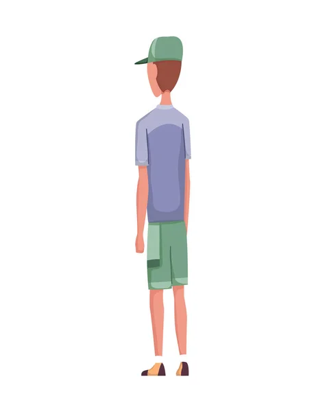 Икона плоских людей. Мужчины в шляпе. Современная молодежь вид сбоку. Изолированная векторная иллюстрация — стоковый вектор