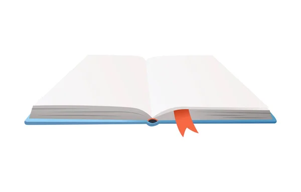 Βιβλίο διανυσμάτων με σελιδοδείκτη. Μάθηση ή εκπαίδευση έννοια. Σχεδιασμός άδειου βιβλίου ή φορητού υπολογιστή. Μεμονωμένο σύμβολο σε λευκό φόντο — Διανυσματικό Αρχείο