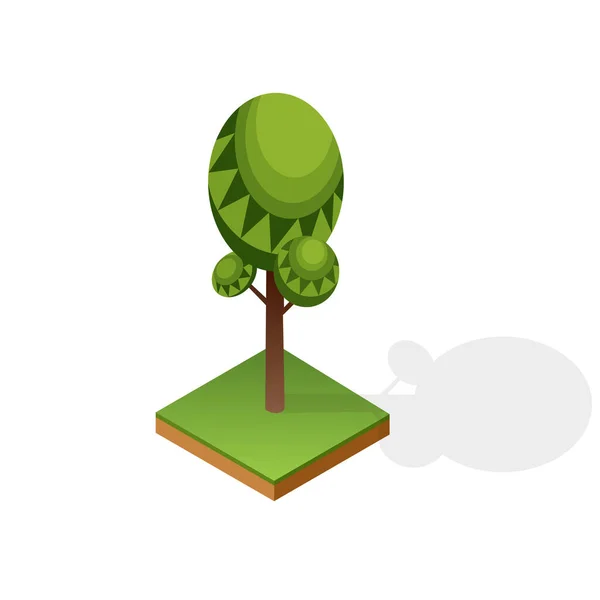 Conjunto de varios tipos de madera aislada sobre fondo blanco. Planta verde para paisaje isométrico parque público o jardín. Elemento constructor del paisaje. Icono vectorial para infografías o juegos — Vector de stock