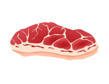 Et ürünü ya da çiğ et. Çiftçi pazarı ya da dükkanının konsept ürünü için resim. Biftek. Çizgi film ürün simgesi