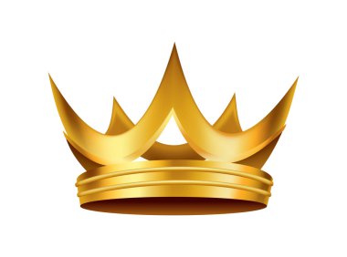 Gerçekçi altın taç. Kral ya da kraliçenin başlığı. Kraliyet soylu aristokrat monarşi sembolü. Kral kraliyet nişanı.