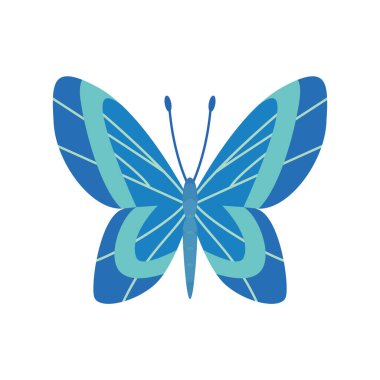 Egzotik renk kelebeği. El yapımı güve kanatları ya da böcek. Çizgi filmdeki tropik hayvan. İzole vektör simgesi