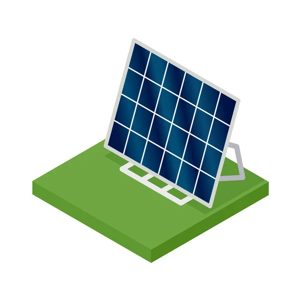 Isometrisches Solarpanel. Konzept der sauberen Energie. Saubere ökologische Energie. Öko-erneuerbare elektrische Energie aus Sonne. Ikone für das Web — Stockvektor