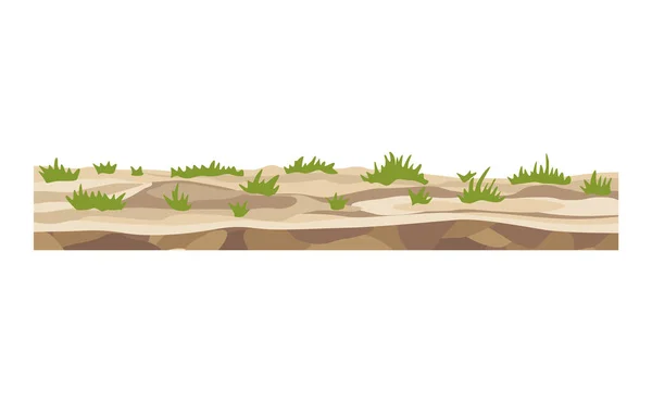 Spel landschap. Cartoon design natuur. Landschap van de bodem sectie. Illustratie van op witte ondergrond geïsoleerde dwarsdoorsnede — Stockvector