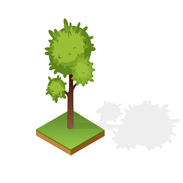 Conjunto de varios tipos de madera aislada sobre fondo blanco. Planta verde para paisaje isométrico parque público o jardín. Elemento constructor del paisaje. Icono vectorial para infografías o juegos — Vector de stock