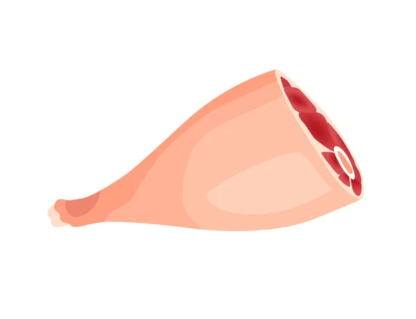 Prodotto a base di carne o carne cruda. Illustrazione del prodotto concettuale del mercato agricolo o del negozio. Gamba di prosciutto. Icona del prodotto cartone animato — Vettoriale Stock