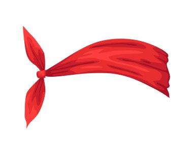 Kadın için saç bandı. Dekoratif saç düğümünün bir kopyası. Kırmızı bandana rüzgarlı saç sosu. Saç stili için bağlanmış mendil