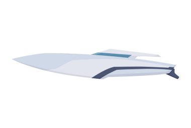 Su sürat teknesi. Gemi tarafı beyaz arka planda izole edilmiş. Hızlı ticari gemi, okyanus suyu için. İzole edilmiş taşıma simgesi