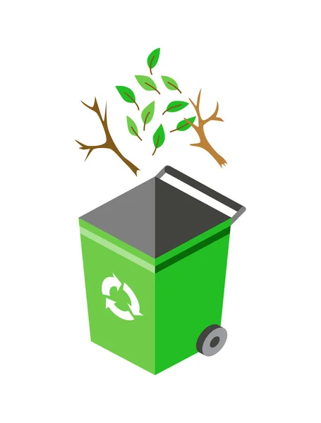 Garbage can for sorting. Recycling elements. Colored waste bin with organic trash. Separation of waste on garbage can. Waste management concept — Stock Vector