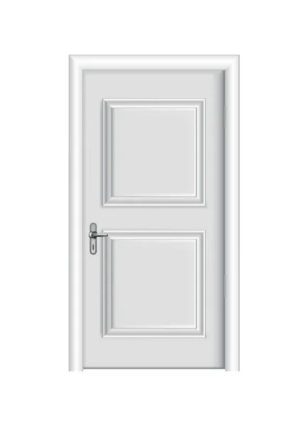 Zárt fehér bejárat. Reális ajtó keret elszigetelt fehér háttér. Tiszta design fehér ajtó sablon. Dekorációs ház elem — Stock Vector