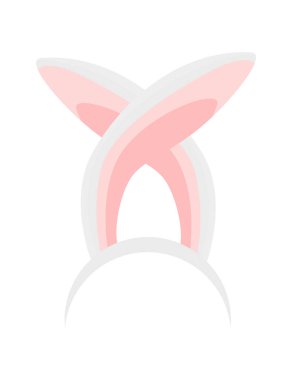 Tavşan kulakları gerçekçi vektör çizimleri. Tavşan kulaklı çocuk saç bandı, maske. Tavşan kostümü, pembe çizgi film elemanı. Fotoğraf editörü, kabin, görüntülü sohbet uygulaması renk izole klipler.