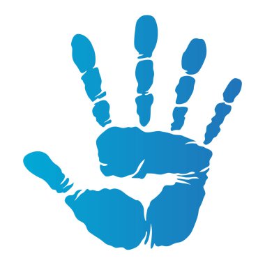 Beyaz arkaplanda izole edilmiş renkli el izi. Renkli çocuk el izi. Yaratıcı el izleri. Mutlu çocukluk tasarımı. Sanatçı çocukların damgası, parlak insan parmakları ve avuç içi vektör illüstrasyonu.