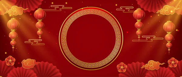 Fener ve kırmızı renkli ağ arkaplan Çincesi