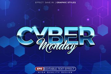 Pankart ve poster tasarımı için düzenlenebilir 3D metin efekti siber pazartesi