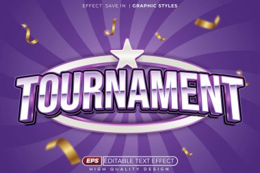 Pankart tasarımı için konfeti ile düzenlenebilir 3d metin efekti turnuvası