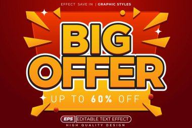 Düzenlenebilir 3d metin efekti afiş ve poster tasarımı için büyük teklif