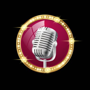 element grafiği için altın kenarlıklı mikrofon amblemi