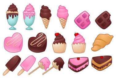 element tasarımı için pembe ve çikolata renginde tatlı illüstrasyonu