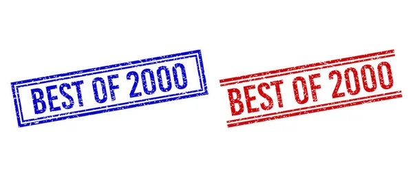 Ελαστική Υφή BEST OF 2000 Σφραγίδες σφραγίδων με διπλές γραμμές — Διανυσματικό Αρχείο