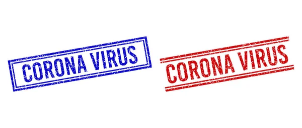 Selos de borracha texturizados CORONA VIRUS com linhas duplas —  Vetores de Stock