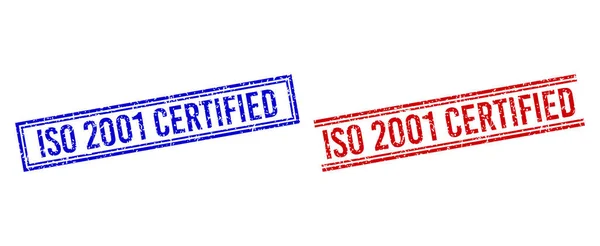 Distress Structured ISO 2001 CERTIFIED Stamp Seals met dubbele lijnen — Stockvector
