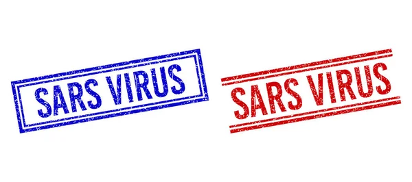 Ελαστική υφασμένη σφραγίδα του ιού SARS με διπλές γραμμές — Διανυσματικό Αρχείο
