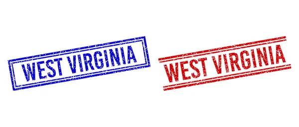 Grunge texturerat WEST VIRGINIA tätning med dubbla linjer — Stock vektor