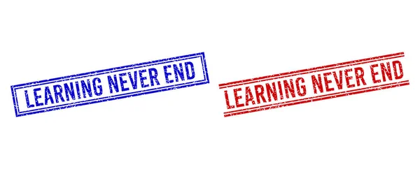 Гумові текстури LEARNING NEVER END Штампи з подвійними лініями — стоковий вектор